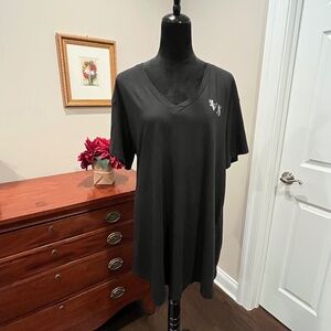 Victoria’s Secret Black Cotton Blend Night Shirt Logo Pajama XL